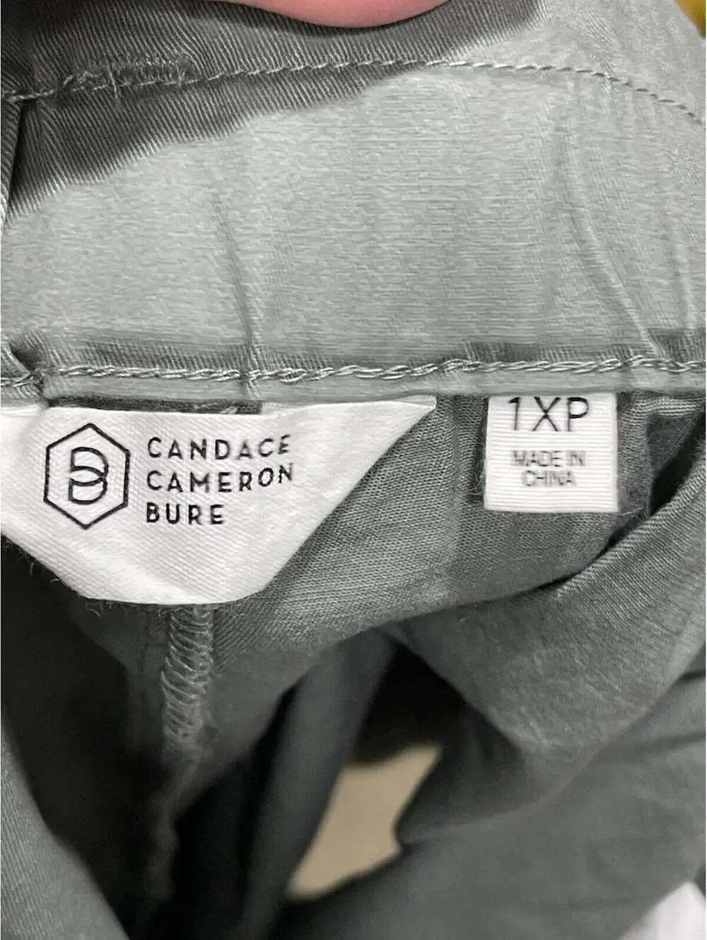 Candace Cameron Bure Paper Bag Tie Waist Shorts-Olive Ash Sz 1XP Casual Chic